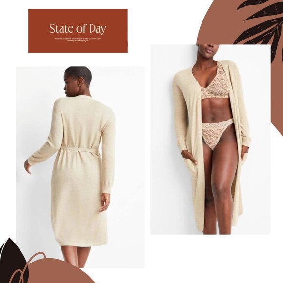 Macy's Robe State of Day Women's Long Sweater Knit Layering Robe NWT - Picture 1 of 12